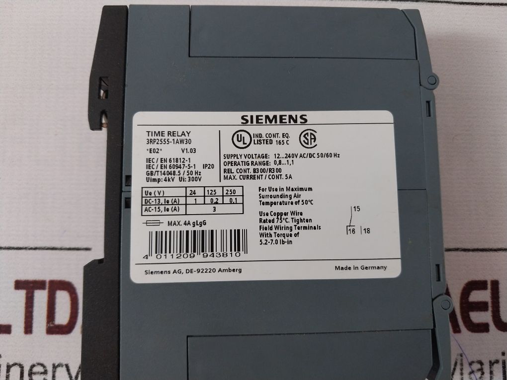 Siemens 3Rp2555-1Aw30 Time Relay V1.03