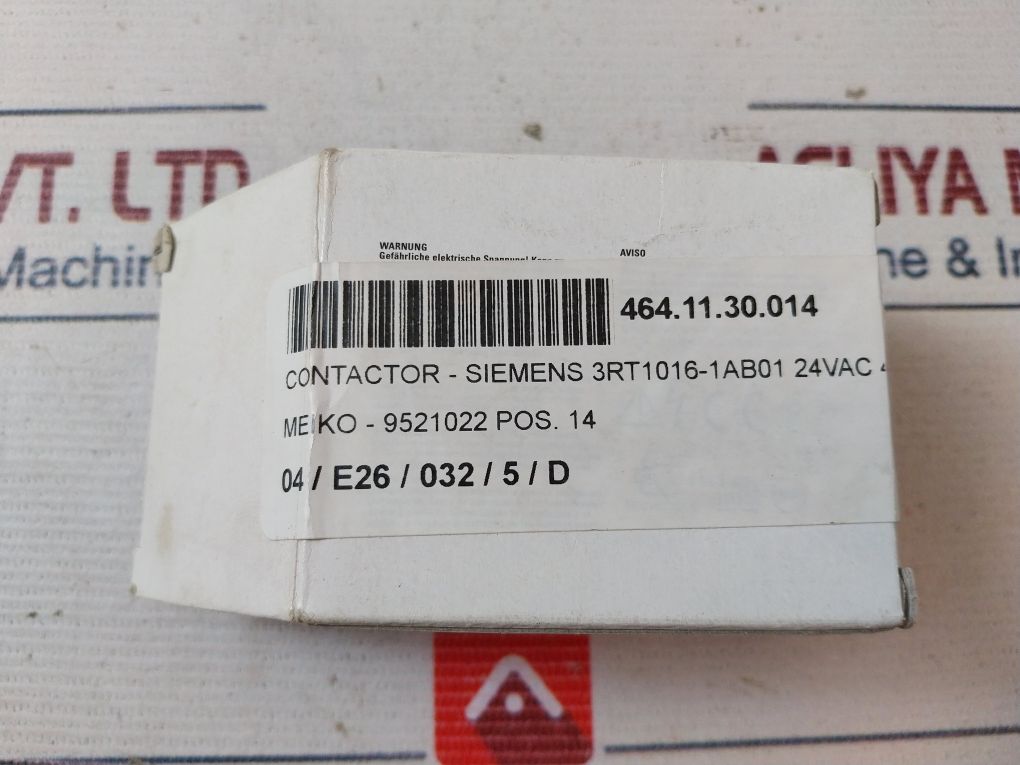 Siemens 3Rt1016-1Ab01 Contactor 20A 600Vac