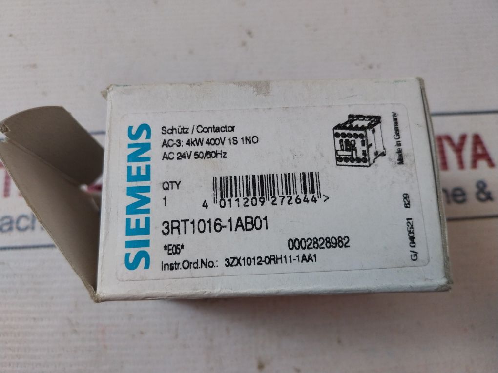 Siemens 3Rt1016-1Ab01 Contactor 20A 600Vac