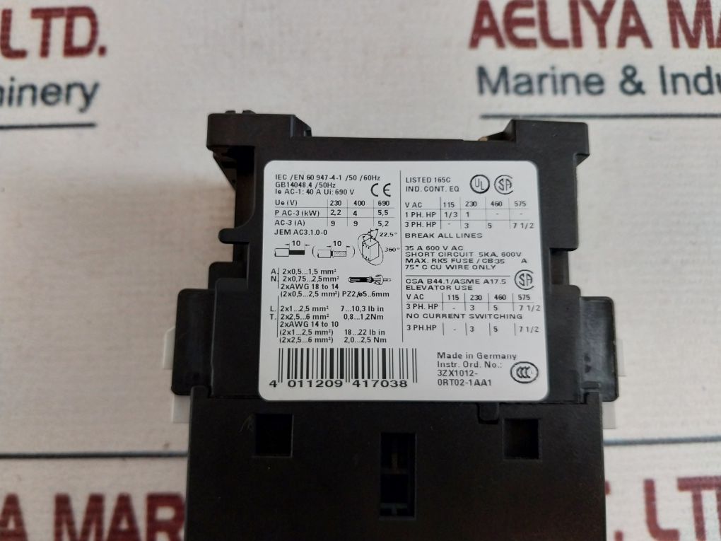 Siemens 3Rt1023-1A..0 Motor Starter Contactor Gb14048.4/50Hz
