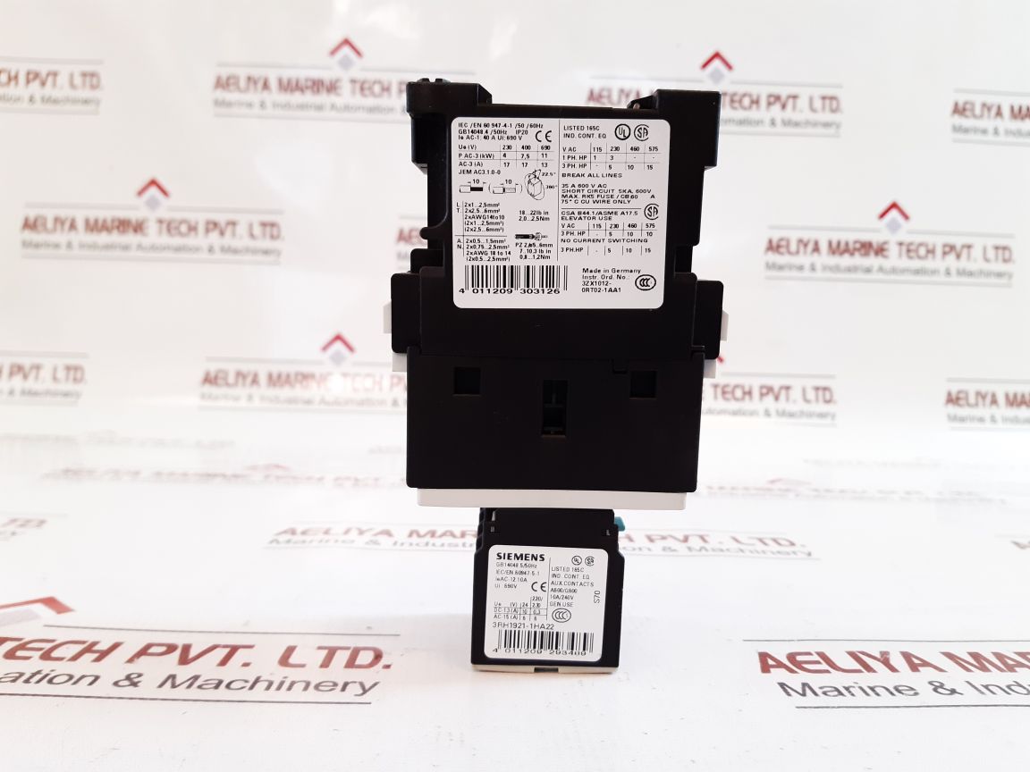 Siemens 3Rh1921-1Ha22 Auxiliary Contact Block With 3Rt1025-1B..4 Contactor
