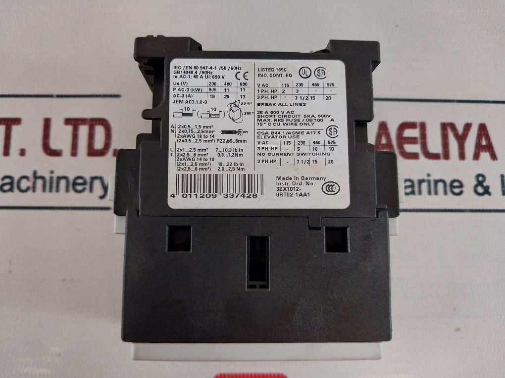 Siemens 3Rt1026-1A..0 Contactor 50/60Hz