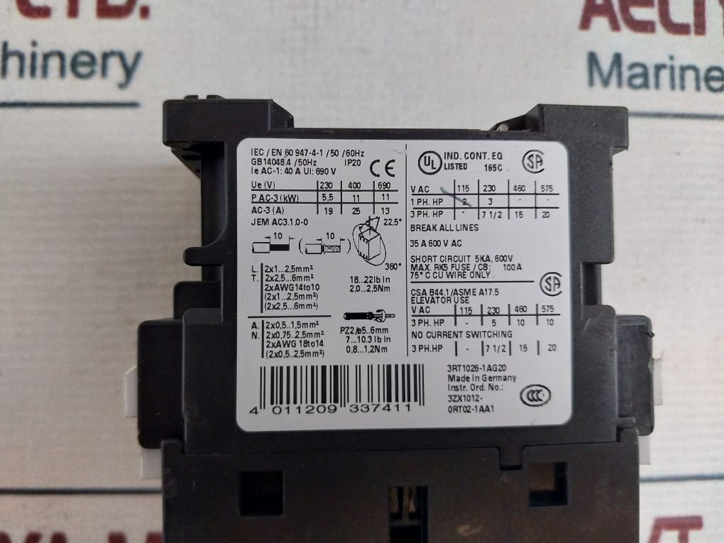 Siemens 3Rt1026-1Ag20 Contactor