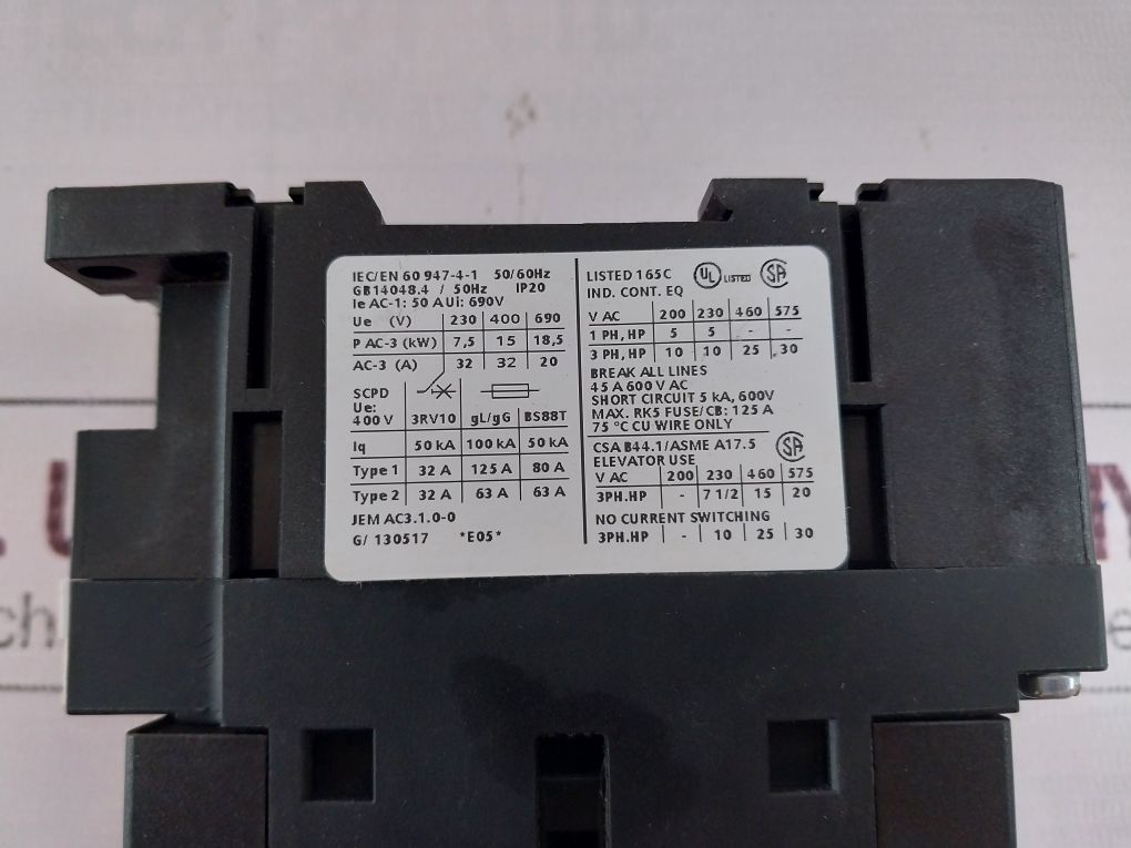 Siemens 3Rt1034-1Ag20 Contactor Relay Coil 110V 50/60Hz