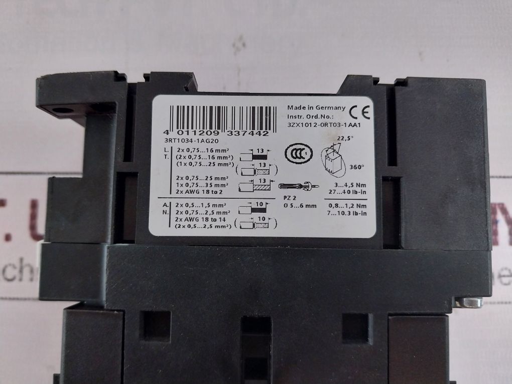 Siemens 3Rt1034-1Ag20 Contactor Relay Coil 110V 50/60Hz