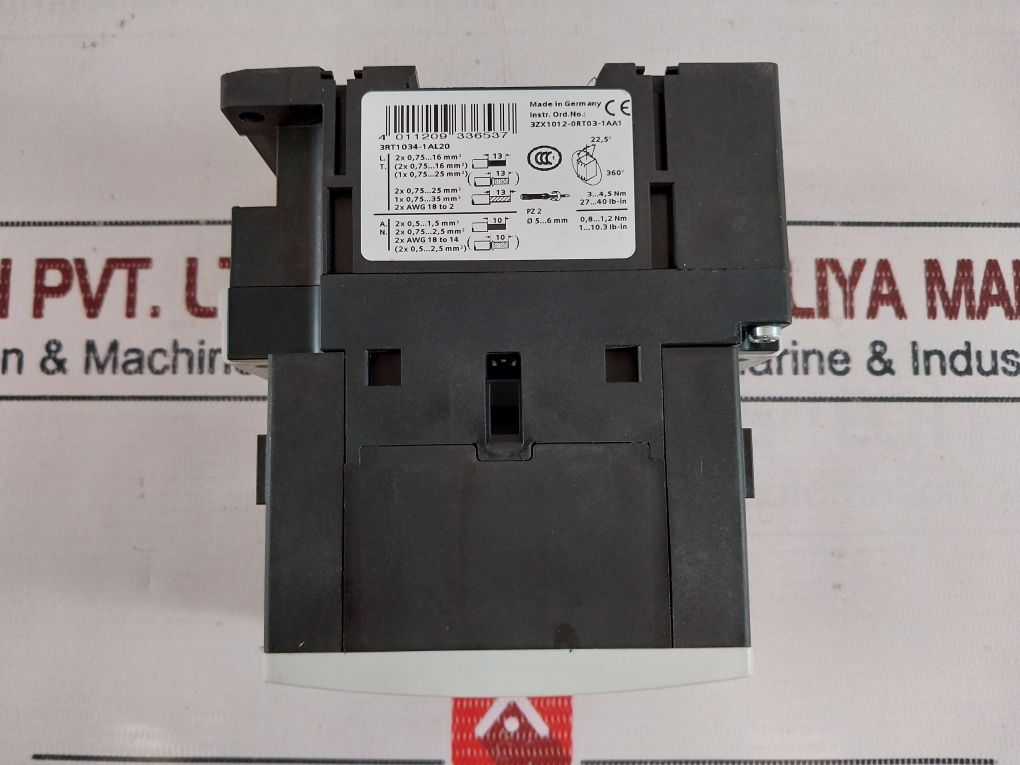 Siemens 3Rt1034-1Al20 Power Contactor 45A 600Vac