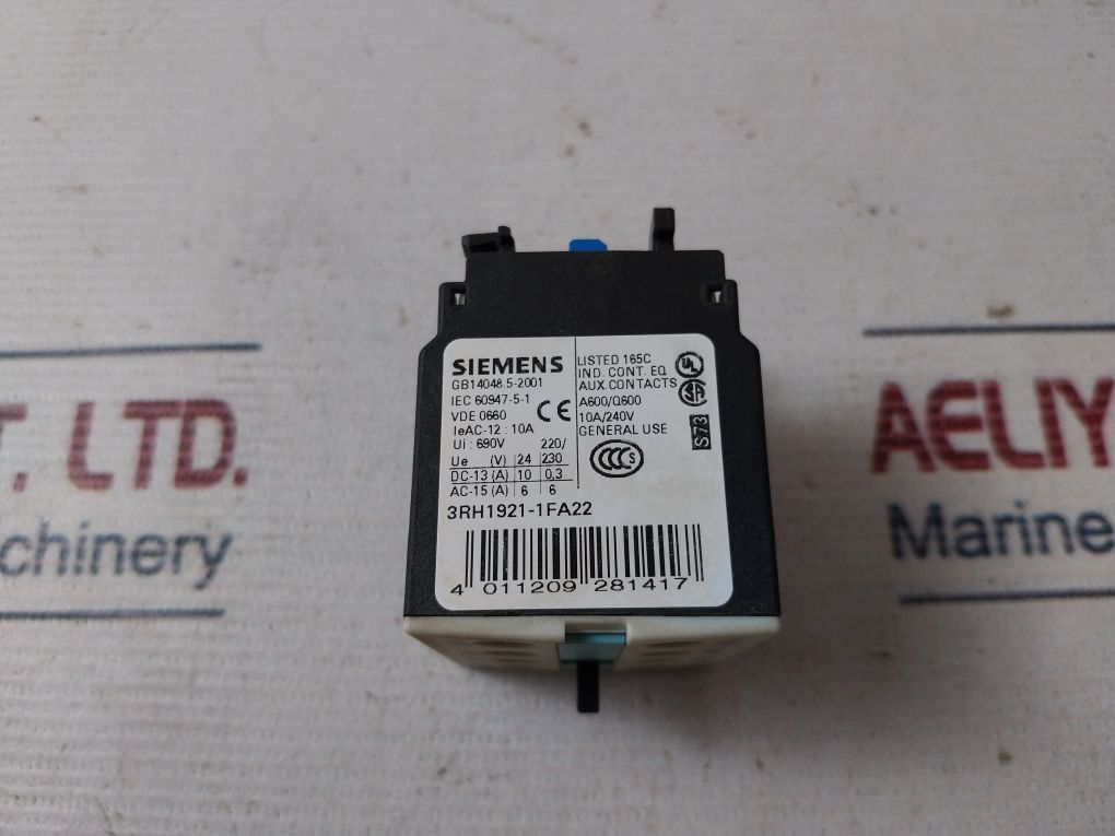 Siemens 3Rt1034-1An20 Power Contactor 45A 600V Ac