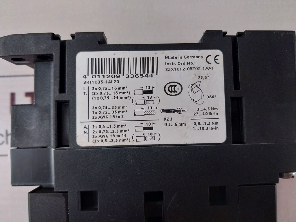 Siemens 3Rt1035-1A..0 Sirius Contactor 3Rt1035-1Al20