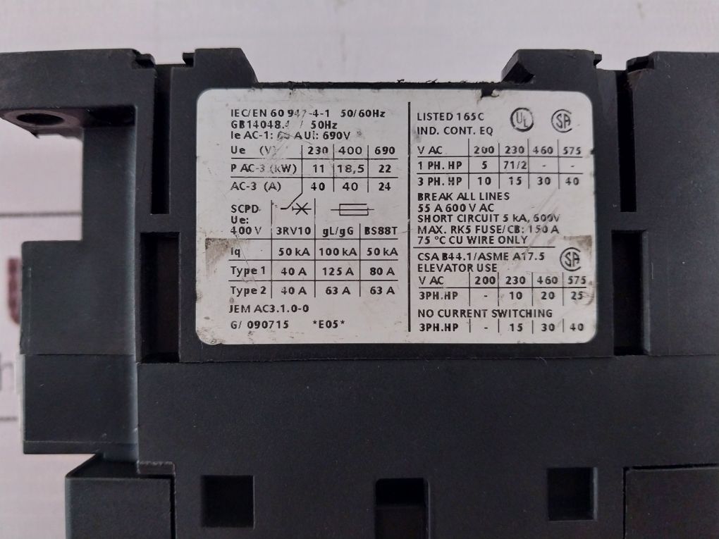 Siemens 3Rt1035-1A..0 Sirius 3 Pole Power Contactor 3Rt1035-1Al20