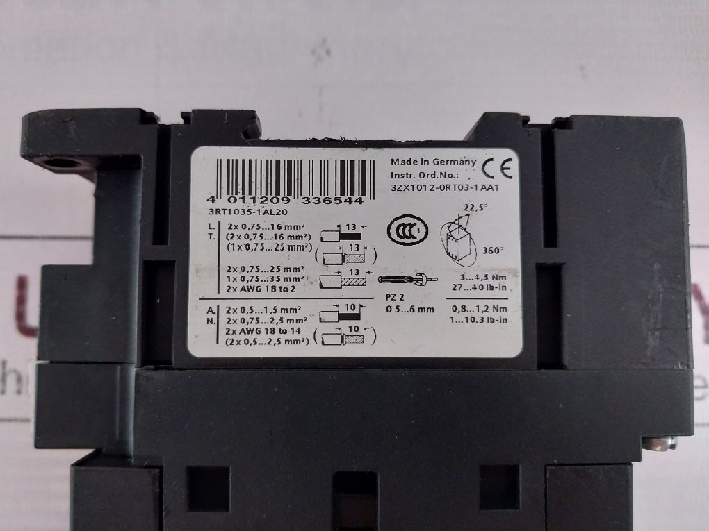 Siemens 3Rt1035-1A..0 Sirius 3 Pole Power Contactor 3Rt1035-1Al20