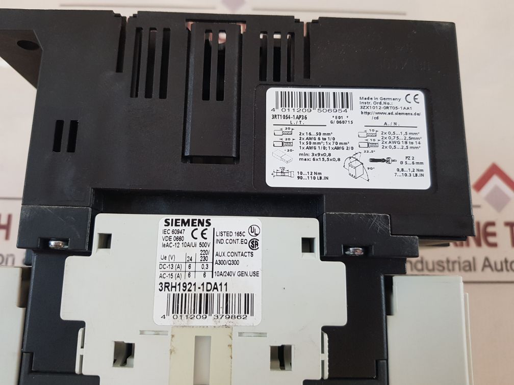 Siemens 3Rt1054-1Ap36 Power Contactor 3Rt1054-1…6
