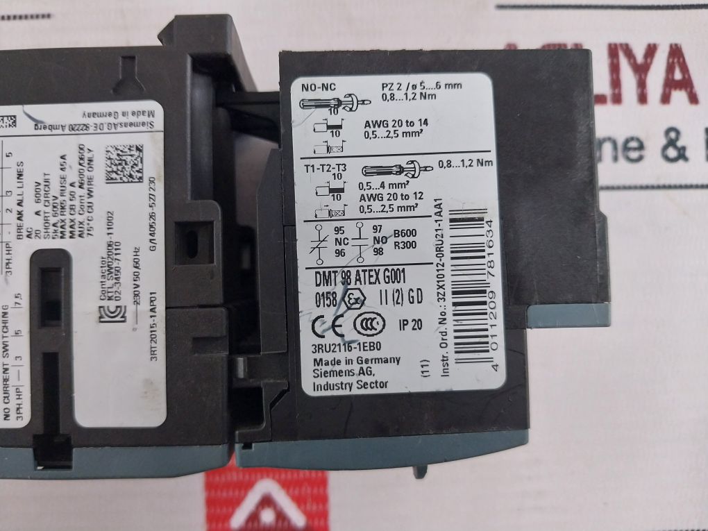 Siemens 3Rt2015-1Ap01 Power Contactor 230V