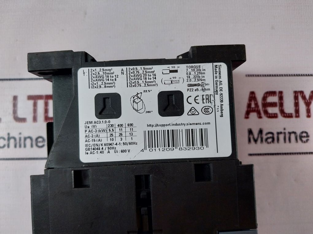 Siemens 3Rt2026-1Al20 Power Contactor 230V 50/60Hz