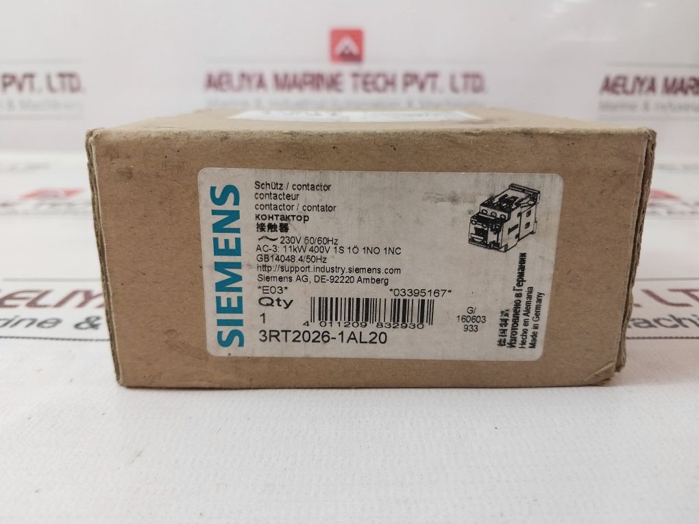 Siemens 3Rt2026-1Al20 Power Contactor 230V 50/60Hz