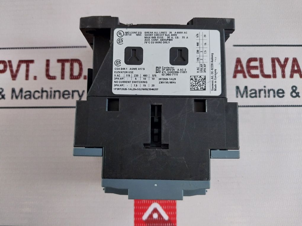 Siemens 3Rt2026-1Al20 Power Contactor 600V Ac