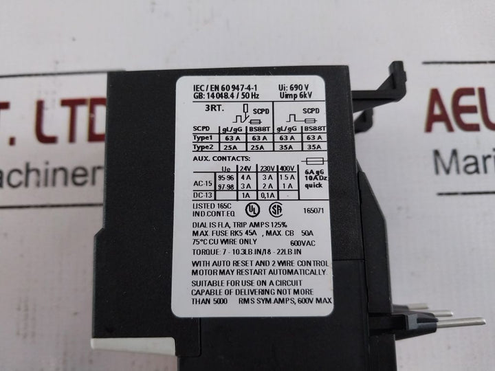 Siemens 3Ru1126-1Kb0 Thermal Overload Relay