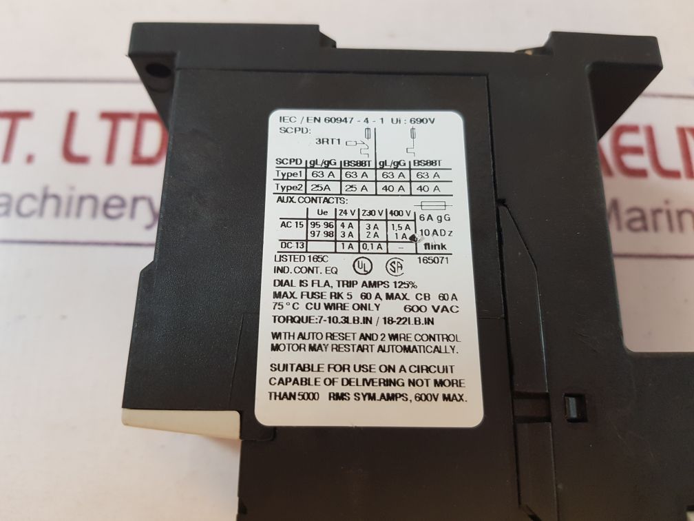 Siemens 3Ru1126-4Ab1 Overload Relay
