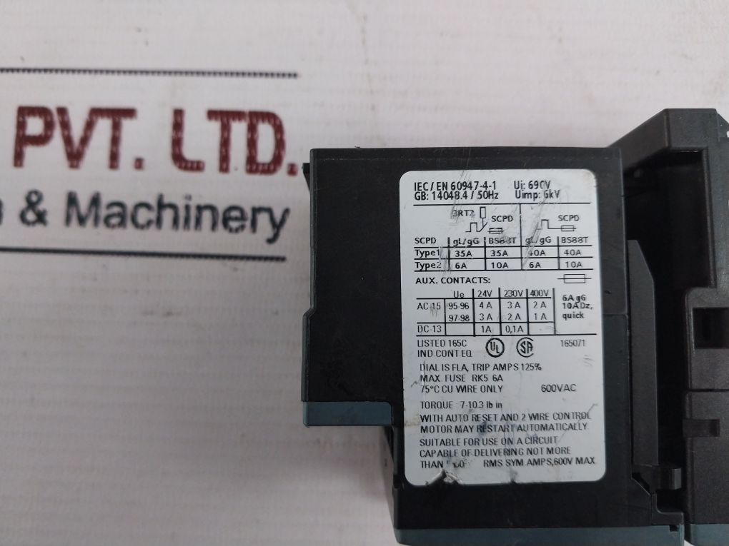 Siemens 3Ru2116-1Bb0 Overload Relay For Motor Protection 1,4-2A Max