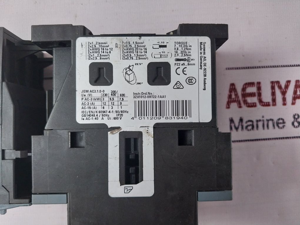 Siemens 3Ru2126-1Jb0 Thermal Overload Relay With Contactor 230V 50/60Hz