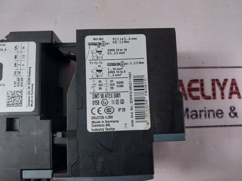 Siemens 3Ru2126-1Jb0 Thermal Overload Relay With Contactor 230V 50/60Hz