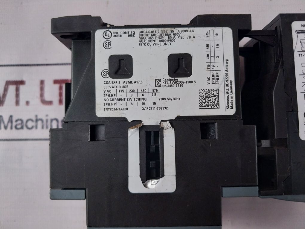 Siemens 3Ru2126-1Jb0 Thermal Overload Relay With Contactor 230V 50/60Hz