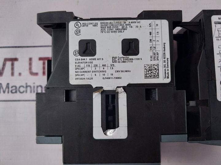 Siemens 3Ru2126-1Jb0 Thermal Overload Relay With Contactor 230V 50/60Hz