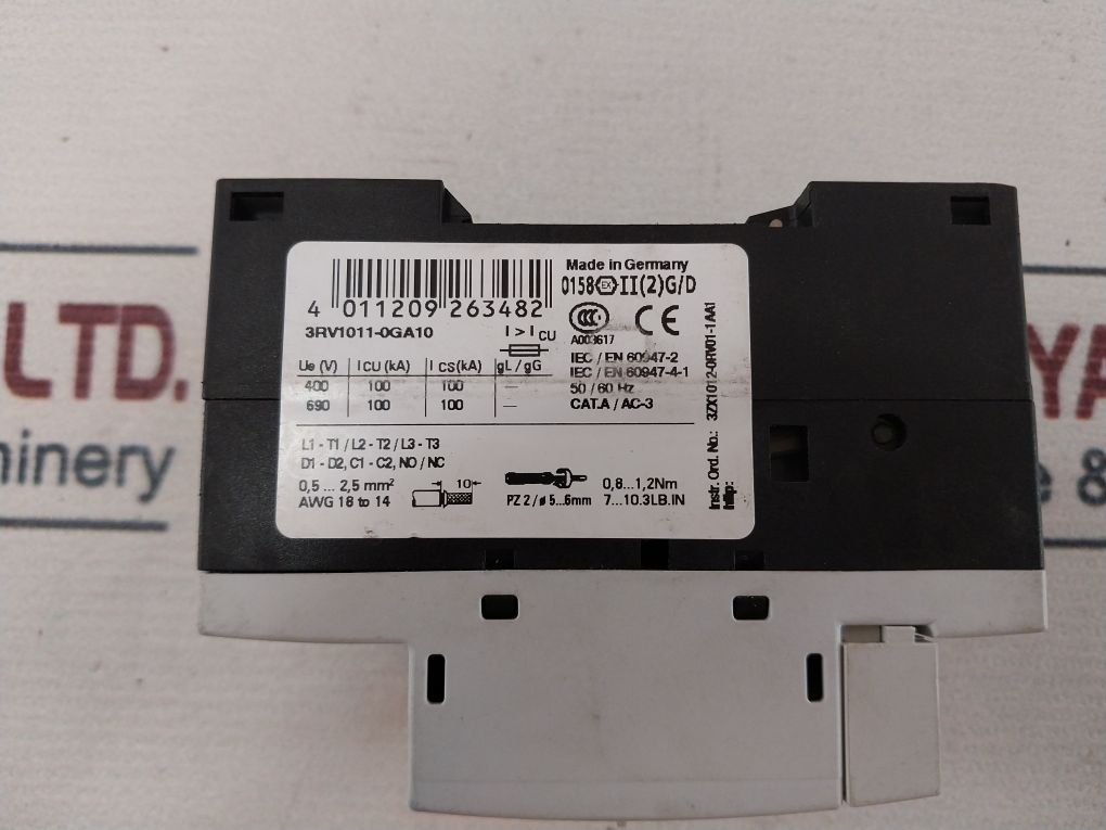 Siemens 3Rv1011-0Ga10 Motor Protection Circuit Breaker
