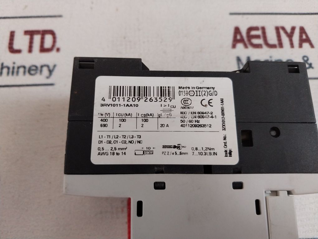 Siemens 3Rv1011-1Aa10 Circuit Breaker 1.1-1.6A
