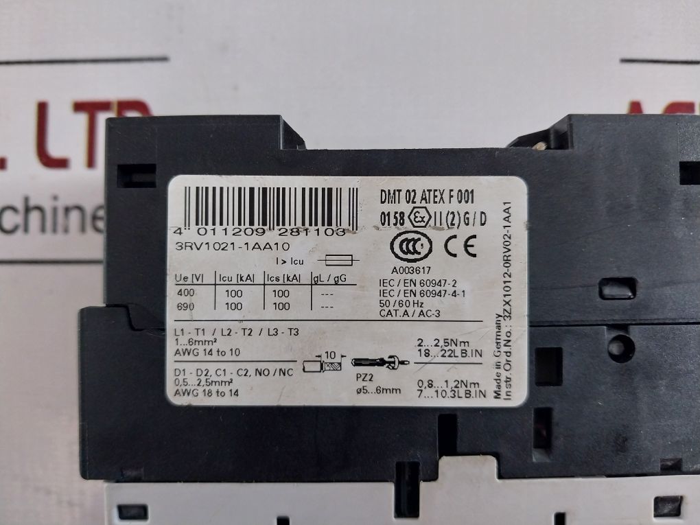 Siemens 3Rv1021-1Aa10 Motor Protection Circuit Breaker