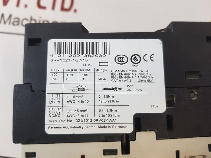 Siemens 3Rv1021-1Ga15 Circuit Breaker