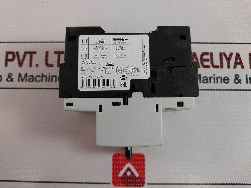 Siemens 3Rv1021-1Ja10 Circuit Breaker Gb14048.2/.4/ 50Hz