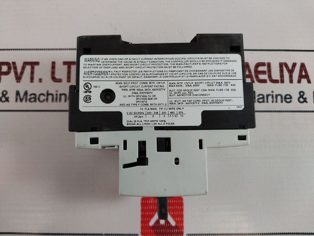 Siemens 3Rv1021-1Ja10 Circuit Breaker Gb14048.2/.4/ 50Hz