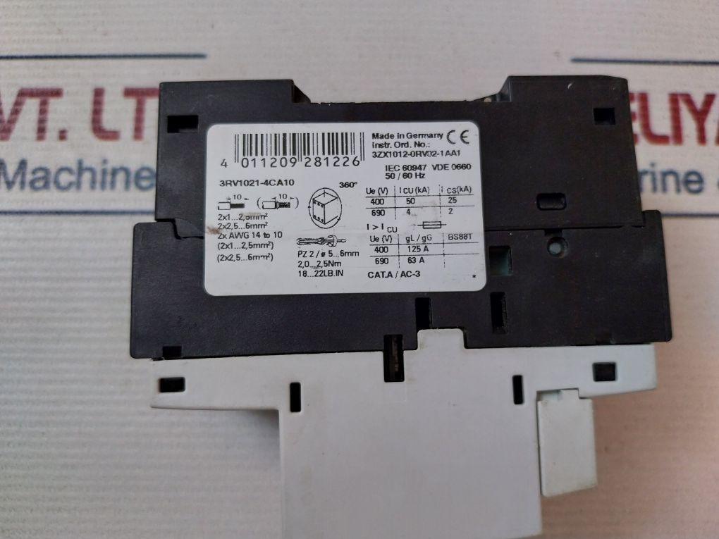 Siemens 3Rv1021-4Ca10 Motor Protection Circuit Breaker 