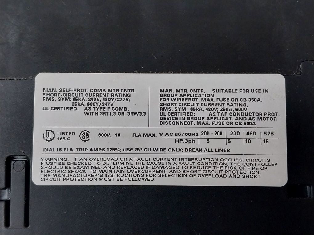 Siemens 3Rv1031-4Aa10 Circuit Breaker 50/60Hz