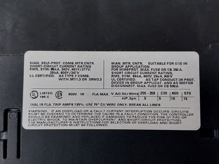 Siemens 3Rv1031-4Aa10 Circuit Breaker 50/60Hz