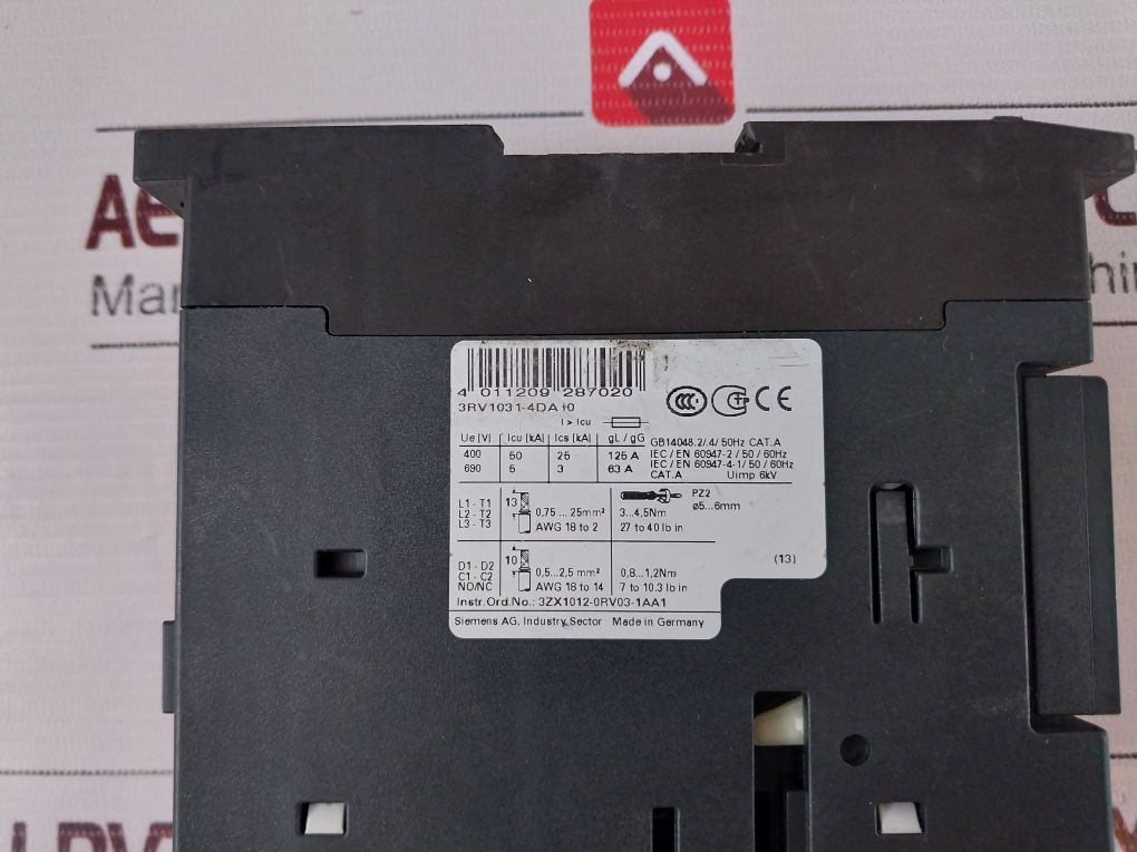 Siemens 3Rv1031-4Da10 Circuit Breaker Motor Protector