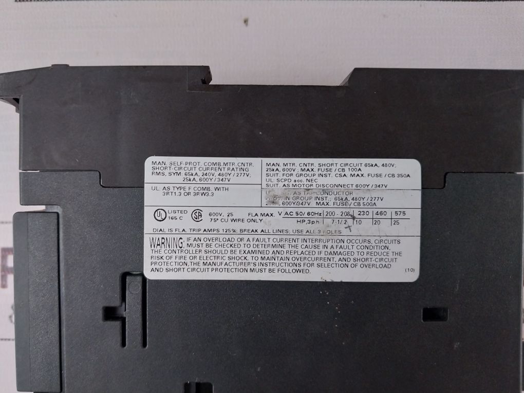 Siemens 3Rv1031-4Da10 Circuit Breaker Motor Protector