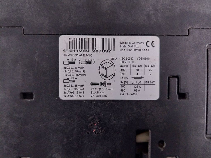 Siemens 3Rv1031-4Ea10 Circuit Breaker