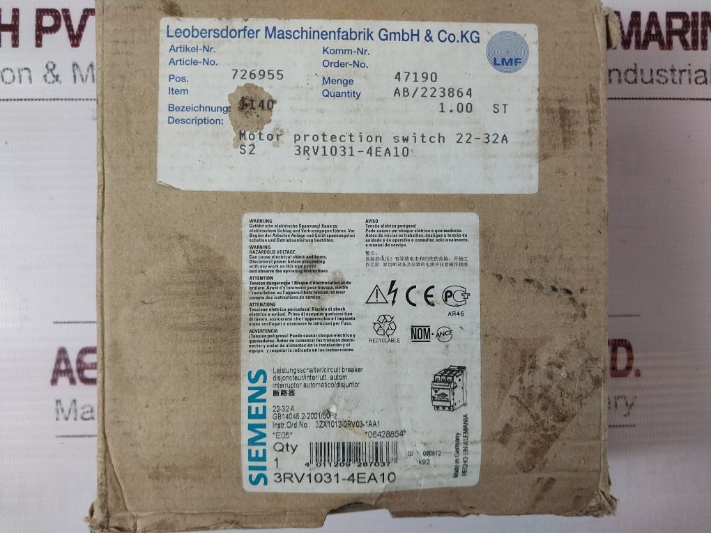 Siemens 3Rv1031-4Ea10 Motor Protector Switch 22-32A