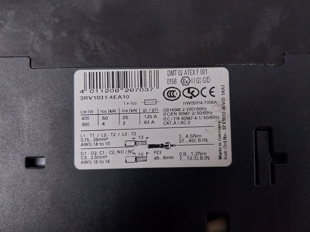 Siemens 3Rv1031-4Ea10 Motor Protector Switch 22-32A