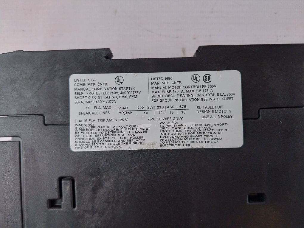 Siemens Sirius 3Rv1031-4Ea10 Motor Protection Circuit Breaker 50/60Hz