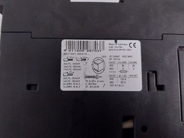 Siemens Sirius 3Rv1031-4Ea10 Circuit Breaker