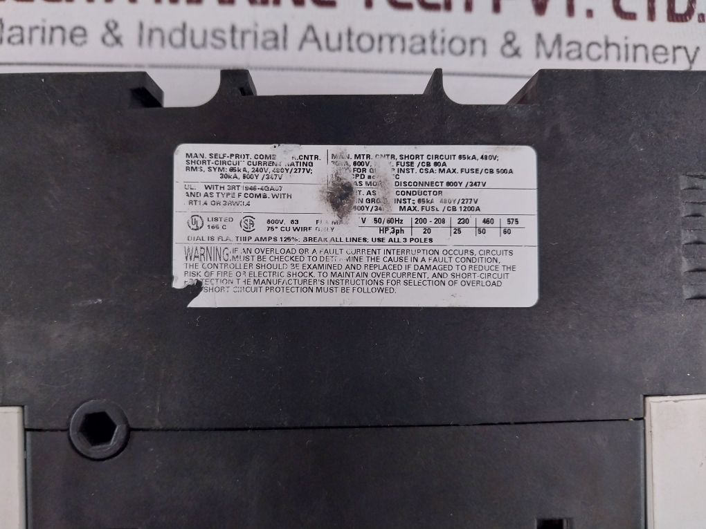 Siemens 3Rv1041-4Ja10 Plastic Case Circuit Breaker 45-63A