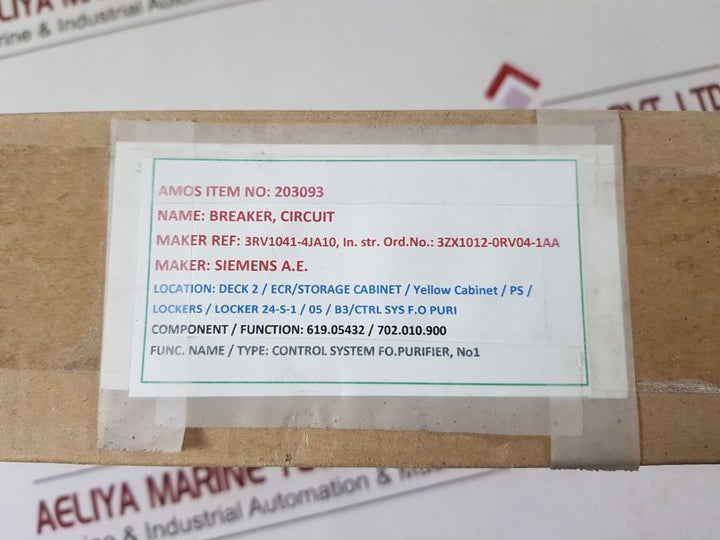 Siemens 3Rv1041-4Ja10 Motor Circuit Breaker