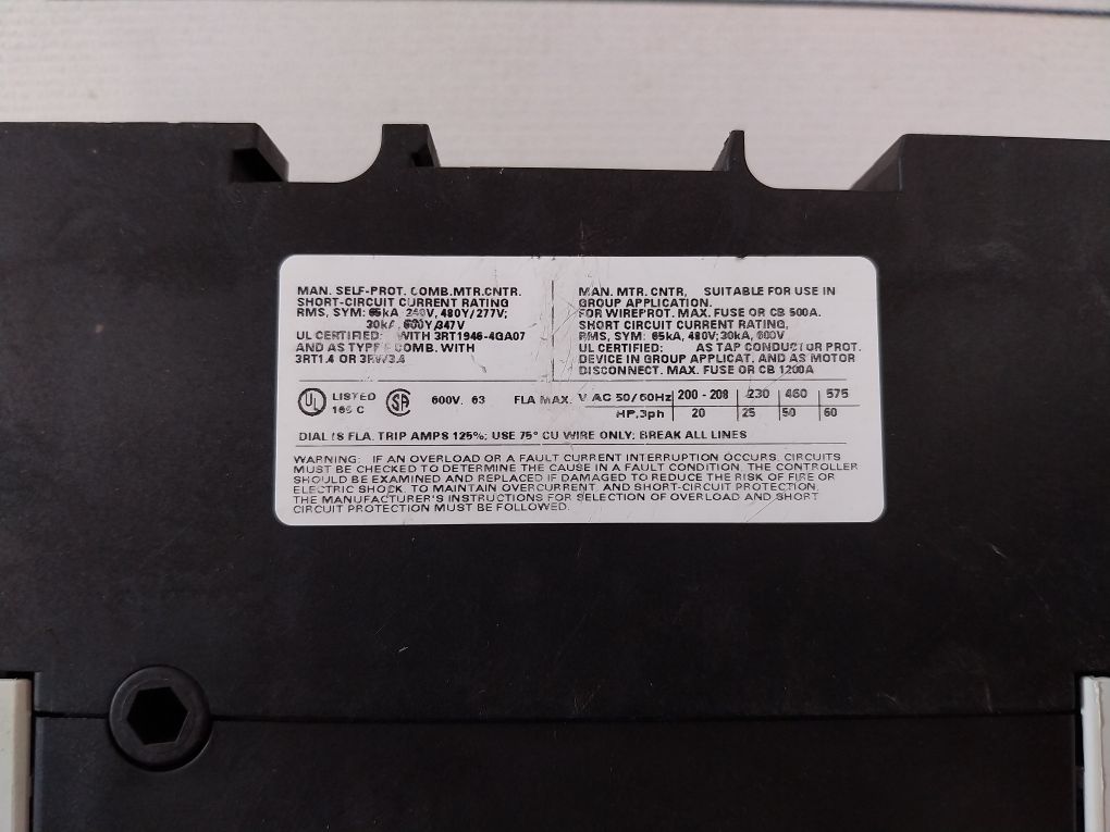 Siemens 3Rv1041-4Ja10 Motor Protector Circuit Breaker