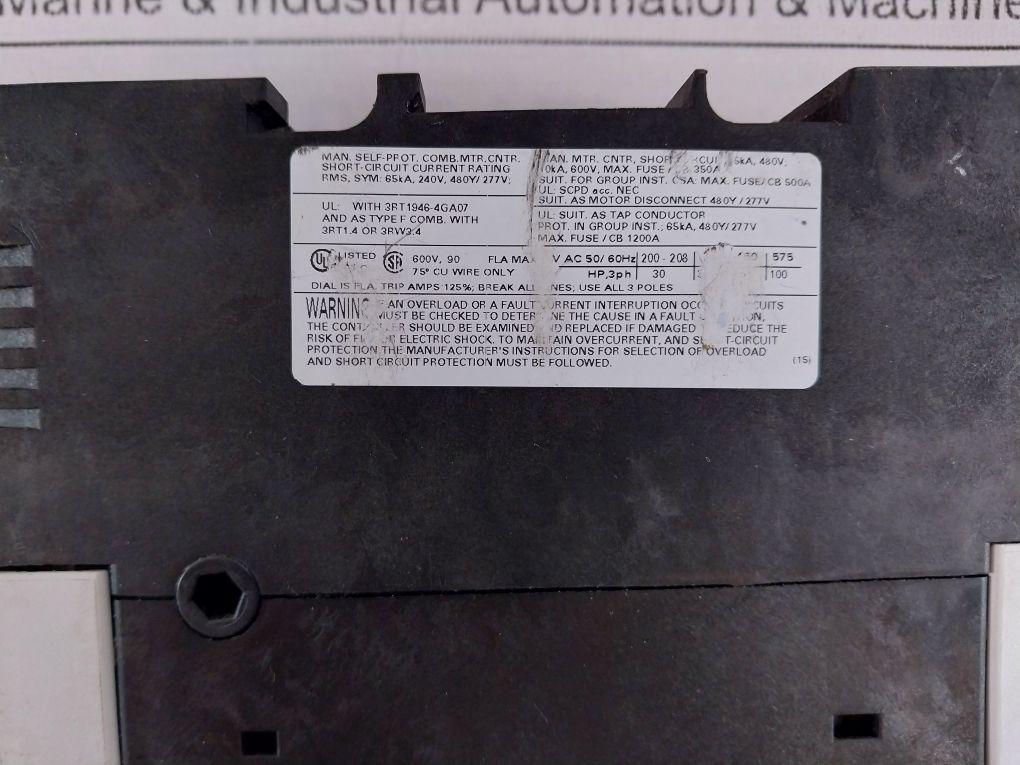 Siemens Circuit Breaker 3Rv1041-4La10 Motor Protection