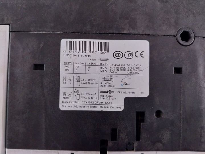 Siemens Circuit Breaker 3Rv1041-4La10 Motor Protection