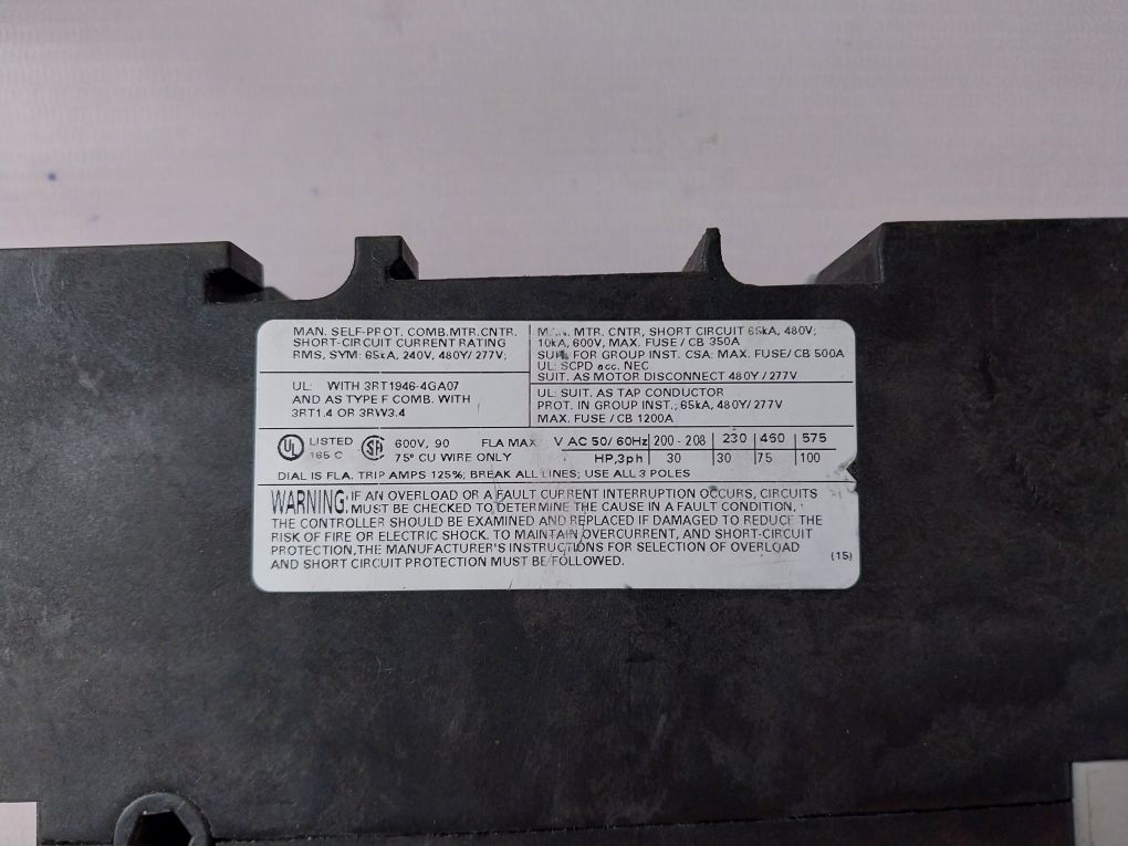 Siemens 3Rv1041-4La10 Circuit Breaker 70-90A