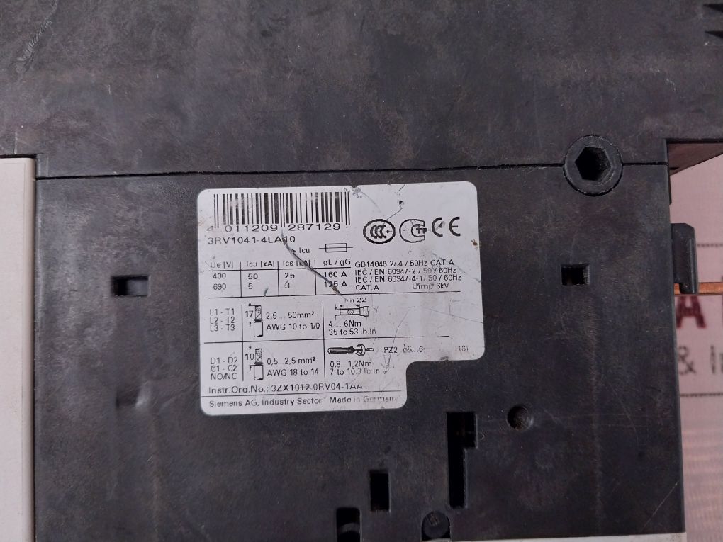 Siemens 3Rv1041-4La10 Circuit Breaker 70-90A