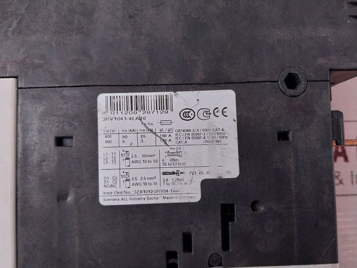 Siemens 3Rv1041-4La10 Circuit Breaker 70-90A